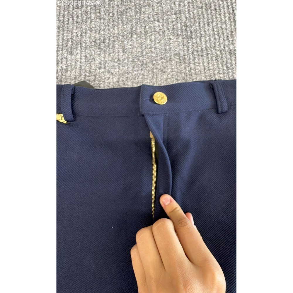 Vintage Y2K St. John Women's Navy Blue Cotton Side Zip Wide Leg Pants Sz 6 NWT - Picture 3 of 9